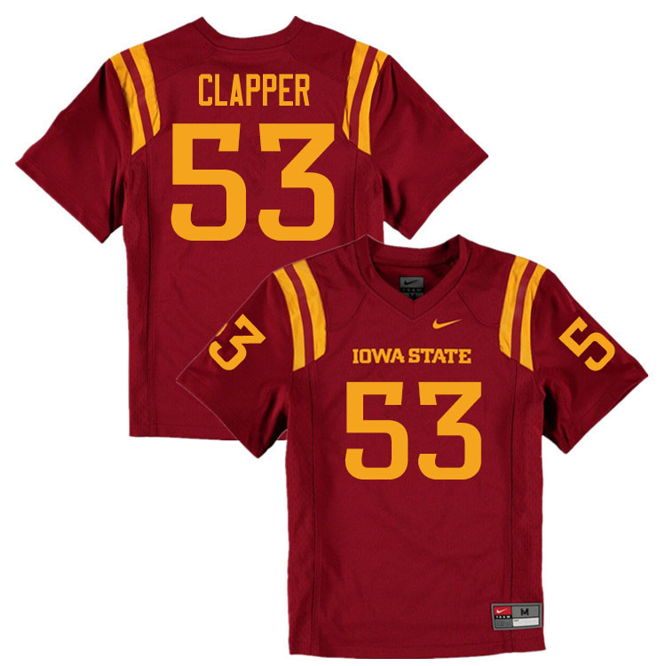 Men #53 Will Clapper Iowa State Cyclones College Football Jerseys Sale-Cardinal
